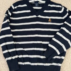 GAP Kid's V-Neck Sweater in Navy and White Stripes